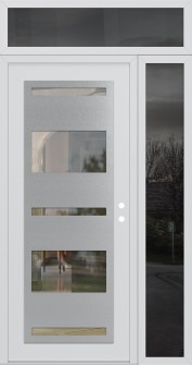Diamond C10 52" x 96" white/white clear Glass Panel stainless steel LHI with Sidelite and Transom mirrored Glass