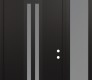 Modern Steel Front Door DIAMOND A8 48" X 96" BLACK/WHITE FROSTED GLASS PANEL BLACK LHI WITH SIDELITE AND TRANSOM FROSTED GLASS