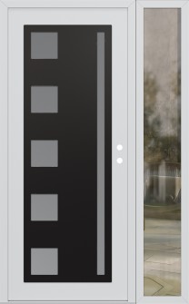 Diamond C3 52" x 80" white/white frosted Glass Panel black LHI with Sidelite clear Glass