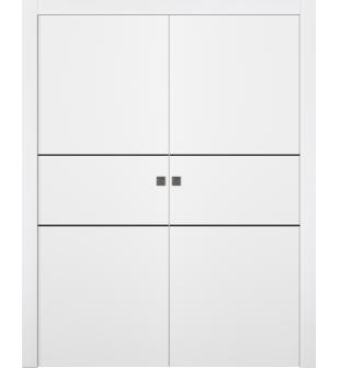 Palladio 2H Black Bianco Noble Double pocket doors