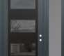 Modern Steel Front Door Diamond C2 52" x 96" anthracite/anthracite mirrored Glass Panel black LHI with Sidelite and Transom frosted Glass