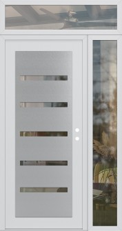 Diamond C7 50" x 96" white/white clear Glass Panel stainless steel LHI with Sidelite and Transom clear Glass