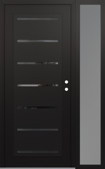 Diamond C11 52" x 80" black/black mirrored Glass Panel black LHI with Sidelite frosted Glass