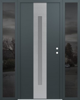 DIAMOND A2 60" X 80" ANTHRACITE/ANTHRACITE FROSTED GLASS PANEL STAINLESS STEEL LHI WITH 2 SIDELITES MIRRORED GLASS