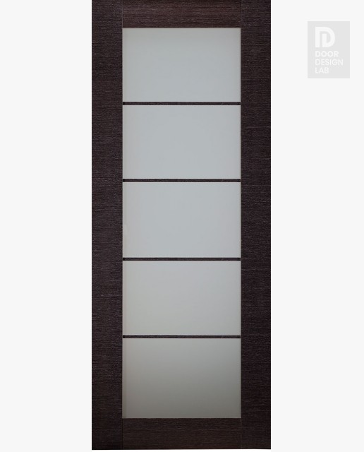 DOOR SLAB AVANTI 5 LITE VETRO BLACK APRICOT 32" X 92 1/2" X 1 3/4" TEMPERED FROSTED GLASS