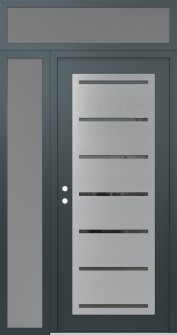 Diamond C11 52" x 96" anthracite/anthracite mirrored Glass Panel stainless steel RHI with Sidelite and Transom frosted Glass