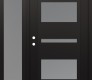 Modern Steel Front Door Diamond C10 50" x 80" black/white frosted Glass Panel black RHI with Sidelite frosted Glass