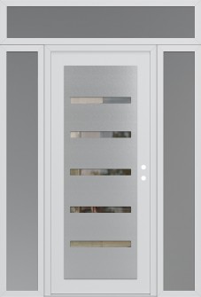 Diamond C7 60" x 96" white/white clear Glass Panel stainless steel LHI with 2 Sidelites and Transom frosted Glass