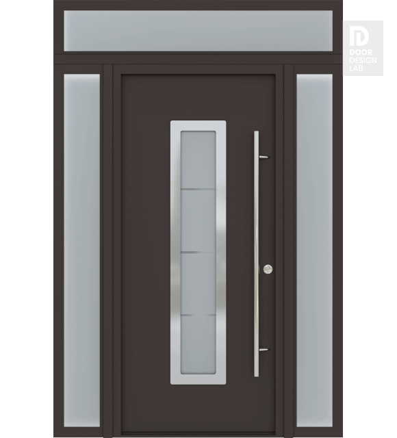 MODERN FRONT STEEL DOOR ARGOS BROWN/WHITE 61 1/16" X 95 11/16" LHI + SIDELITE LEFT/RIGHT + TRANSOM