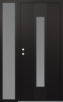 DIAMOND A1 52" X 80" BLACK/WHITE FROSTED GLASS PANEL BLACK RHI WITH SIDELITE FROSTED GLASS