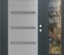 Modern Steel Front Door Diamond C7 50" x 80" anthracite/anthracite frosted Glass Panel stainless steel LHI with Sidelite clear Glass