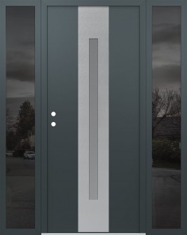 DIAMOND A2 60" X 80" ANTHRACITE/ANTHRACITE FROSTED GLASS PANEL STAINLESS STEEL RHI WITH 2 SIDELITES MIRRORED GLASS