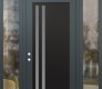 Modern Steel Front Door Diamond C6 68" x 96" anthracite/anthracite frosted Glass Panel black RHI with 2 Sidelites and Transom clear Glass