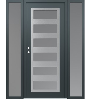 Diamond C9 68" x 80" anthracite/anthracite frosted Glass Panel stainless steel RHI with 2 Sidelites frosted Glass