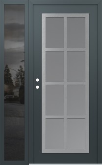 Diamond C16 50" x 80" anthracite/anthracite frosted Glass Panel stainless steel RHI with Sidelite mirrored Glass