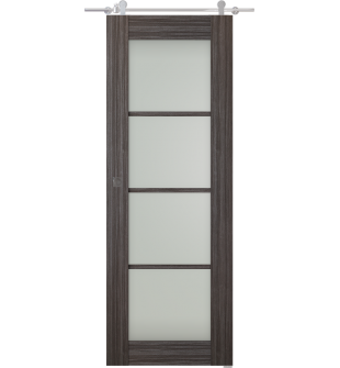 Palladio 4 Lite Vetro Gray Oak Barn doors