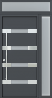MODERN FRONT STEEL DOOR AURA ANTRACIT/WHITE 49 1/4" X 95 11/16" RHI + SIDELITE RIGHT/TRANSOM