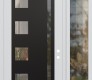 Modern Steel Front Door Diamond C3 50" x 96" white/white clear Glass Panel black LHI with Sidelite and Transom clear Glass