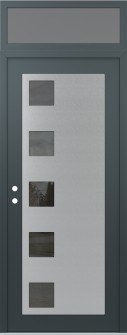 Diamond C5 36" x 96" anthracite/anthracite mirrored Glass Panel stainless steel RHI with Transom frosted Glass