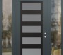 Modern Steel Front Door Diamond C9 64" x 96" anthracite/anthracite frosted Glass Panel black LHI with 2 Sidelites and Transom clear Glass