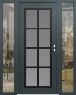 Diamond C16 60" x 80" anthracite/anthracite frosted Glass Panel black LHI with 2 Sidelites clear Glass