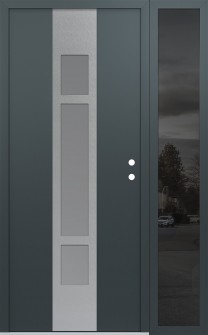 DIAMOND A9 52" X 80" ANTHRACITE/ANTHRACITE FROSTED GLASS PANEL STAINLESS STEEL LHI WITH SIDELITE MIRRORED GLASS