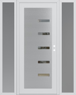 Diamond C8 60" x 80" white/white clear Glass Panel stainless steel LHI with 2 Sidelites frosted Glass