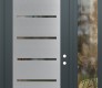 Modern Steel Front Door Diamond C11 48" x 96" anthracite/anthracite clear Glass Panel stainless steel LHI with Sidelite and Transom clear Glass