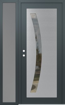 Diamond C4 52" x 80" anthracite/anthracite clear Glass Panel stainless steel RHI with Sidelite frosted Glass
