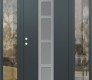 Modern Steel Front Door DIAMOND A10 64" X 80" ANTHRACITE/ANTHRACITE FROSTED GLASS PANEL STAINLESS STEEL RHI WITH 2 SIDELITES CLEAR GLASS