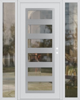 Diamond C9 64" x 80" white/white clear Glass Panel stainless steel LHI with 2 Sidelites clear Glass