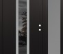 Modern Steel Front Door DIAMOND A11 50" X 80" BLACK/BLACK MIRRORED GLASS PANEL STAINLESS STEEL LHI WITH SIDELITE FROSTED GLASS