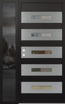 Diamond D9 52" x 80" black/black clear Glass Panel stainless steel RHI with Sidelite mirrored Glass
