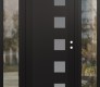 Modern Steel Front Door Diamond C5 64" x 80" black/white frosted Glass Panel black LHI with 2 Sidelites clear Glass