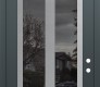 Modern Steel Front Door Diamond C14 36" x 96" anthracite/anthracite mirrored Glass Panel stainless steel LHI with Transom mirrored Glass