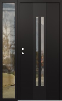 DIAMOND A8 52" X 80" BLACK/BLACK CLEAR GLASS PANEL BLACK RHI WITH SIDELITE CLEAR GLASS