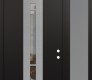 Modern Steel Front Door DIAMOND A3 48" X 96" BLACK/BLACK CLEAR GLASS PANEL STAINLESS STEEL LHI WITH SIDELITE AND TRANSOM FROSTED GLASS