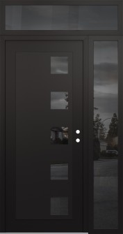 Diamond C5 48" x 96" black/black mirrored Glass Panel black LHI with Sidelite and Transom mirrored Glass