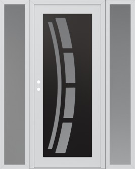 Diamond C12 64" x 80" white/white frosted Glass Panel black RHI with 2 Sidelites frosted Glass