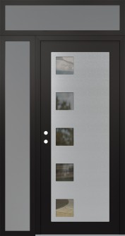 Diamond C5 50" x 96" black/black clear Glass Panel stainless steel RHI with Sidelite and Transom frosted Glass