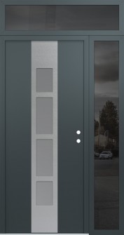 DIAMOND A10 50" X 96" ANTHRACITE/ANTHRACITE FROSTED GLASS PANEL STAINLESS STEEL LHI WITH SIDELITE AND TRANSOM MIRRORED GLASS