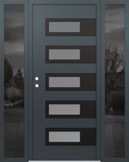 Diamond D3 60" x 80" anthracite/anthracite frosted Glass Panel black RHI with 2 Sidelites mirrored Glass