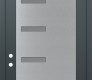 Modern Steel Front Door Diamond C8 36" x 96" anthracite/anthracite frosted Glass Panel stainless steel RHI with Transom frosted Glass