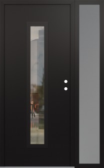 DIAMOND A11 48" X 80" BLACK/BLACK CLEAR GLASS PANEL BLACK LHI WITH SIDELITE FROSTED GLASS
