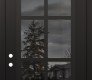 Modern Steel Front Door Diamond C16 36" x 96" black/black mirrored Glass Panel black RHI with Transom frosted Glass