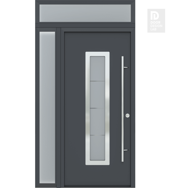MODERN FRONT STEEL DOOR ARGOS ANTRACIT/WHITE 49 1/4" X 95 11/16" LHI + SIDELITE LEFT/TRANSOM