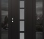 Modern Steel Front Door DIAMOND A10 64" X 80" BLACK/WHITE FROSTED GLASS PANEL BLACK RHI WITH 2 SIDELITES MIRRORED GLASS