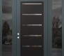 Modern Steel Front Door Diamond C11 60" x 96" anthracite/anthracite clear Glass Panel black RHI with 2 Sidelites and Transom mirrored Glass