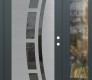 Modern Steel Front Door Diamond C12 48" x 80" anthracite/anthracite mirrored Glass Panel stainless steel LHI with Sidelite clear Glass