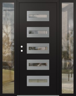 Diamond D4 64" x 80" black/black clear Glass Panel stainless steel RHI with 2 Sidelites clear Glass